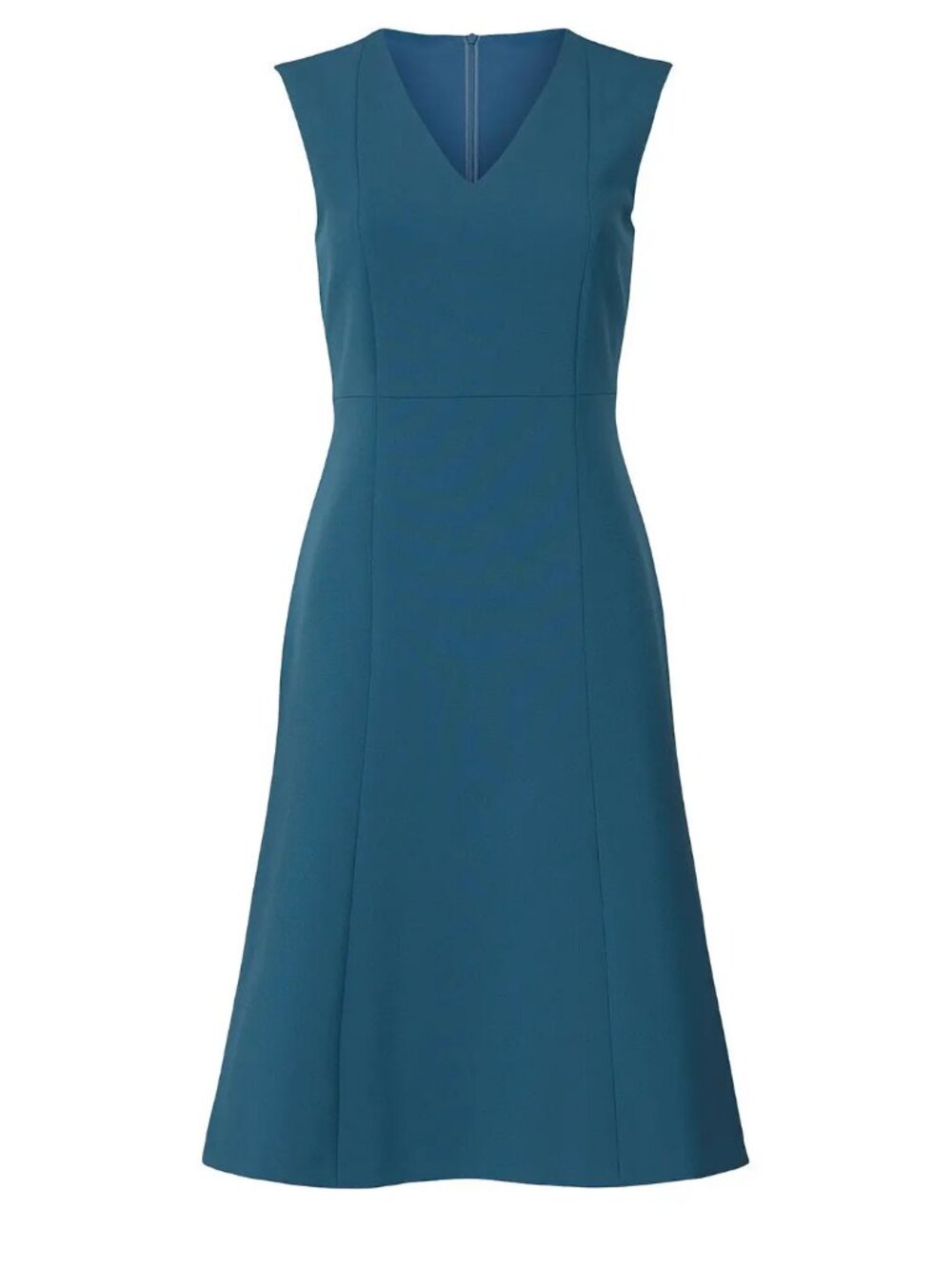 Hugo Boss Dark Teal Blue Sheath Dress XS 0–2 Sleeveless V‑Neck Career Cocktail